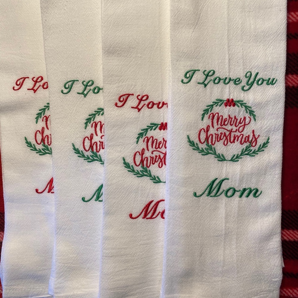 FLOUR SACK KITCHEN TOWEL CUSTOM MADE EMBROIDERED